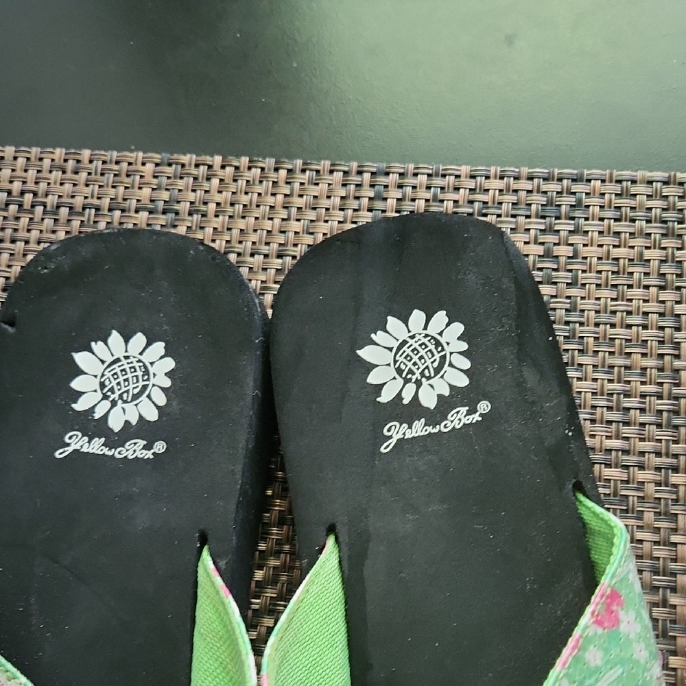 Yellow Box Black and Green Sandals with Geometric Straps - Picture 3 of 5